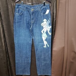 Disney Store Blue Jeans with Tinkerbell Design